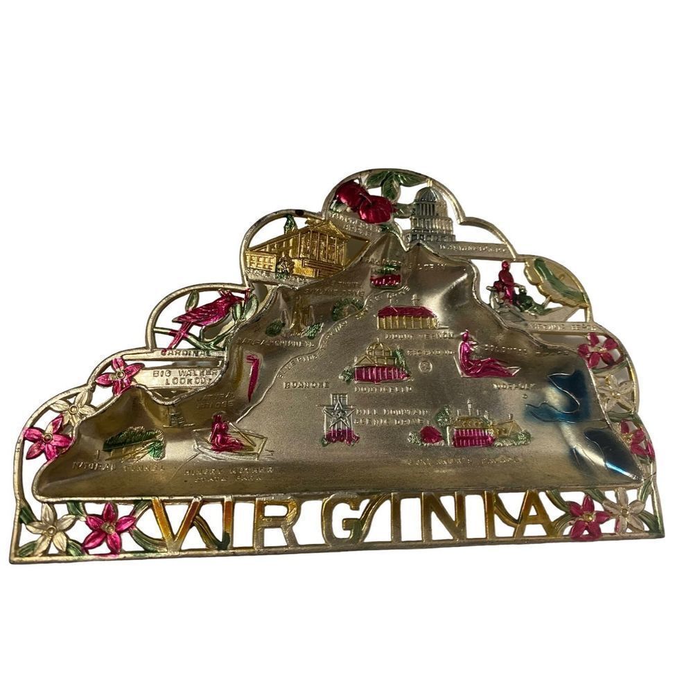 𝅺VINTAGE Nov Co tin metal Virginia souvenir ashtray Japan